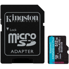 KINGSTON 512GB microSDXC Canvas Go Plus Gen4 200MB/s A2 U3 V30 Card + Adapter