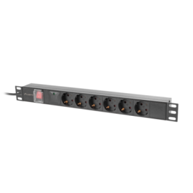 Unitate distributie alimentare PDU 19", 1U, 10A, 6 prize , negru, C...