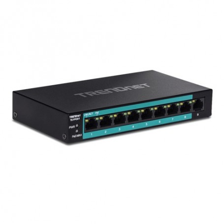 Switch 8 porturi Fast Ethernet Long Range 250m PoE+ 60W, 1 port Fast Ethernet - TRENDnet TE-FP091