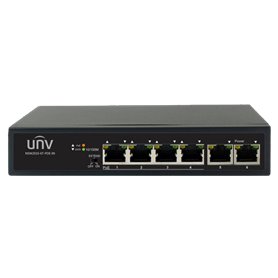 Switch 4 porturi PoE+, 2 porturi uplink RJ45 - UNV NSW2010-6T-POE-IN