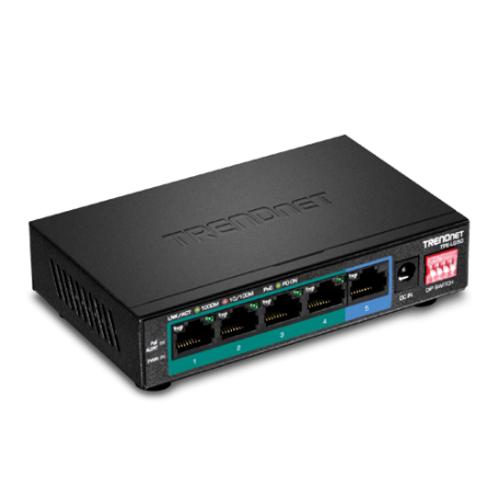 Switch 4 porturi Gigabit Long Range 200m PoE+, 1 port Gigabit - TRENDnet TPE-LG50