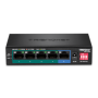 Switch 4 porturi Gigabit Long Range 200m PoE+, 1 port Gigabit - TRENDnet TPE-LG50