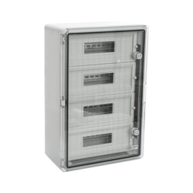 Cutie modulara IP65 din ABS gri, usa transparenta, 2 x 9 module, 250x350x150 mm PP3112