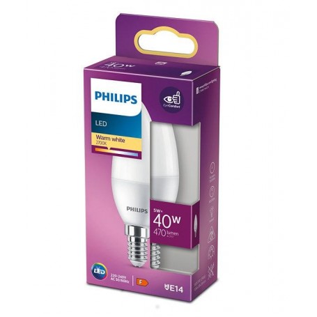 Bec LED Philips B35, tip lumanare/lustra