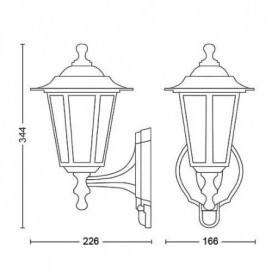 PEKING wall lantern black 1x60W 230V
