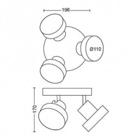 BUKKO plate/spiral white 3x4.3W 24V