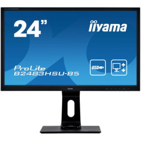 IIYAMA Monitor 24"  VA-panel, 1920x1080, 4ms, 15cm Height Adj. Stand, Pivot, 250cd/m², HDMI, DisplayPort, USB-HUB, Speakers (23,