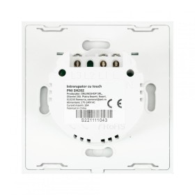 Intrerupator dublu cu touch PNI SH202 din sticla, alb cu LED indica...