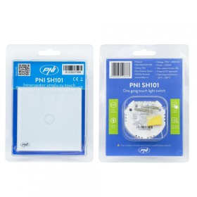 Intrerupator cu touch PNI SH101 alb cu LED indicator cu panoul fron...